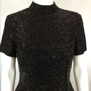 Vintage Black Tie by Oleg Cassini Beaded Top